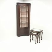 19th century inlaid mahogany floor standing corner display cabinet,