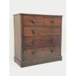 Victorian mahogany chest fitted, two short and three long drawers, bun feet, W120cm, H119cm,