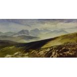 Joan Sutherland (British 20th century): 'The Scafells' Lake District, oil on canvas board unsigned,