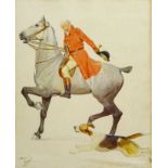 After Cecil Aldin (British 1870-1935): 'The Huntsman, early 20th century chromolithograph pub.