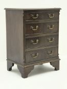 Small Georgian style mahogany chest, four drawers, shaped bracket supports, W54cm, H75cm,