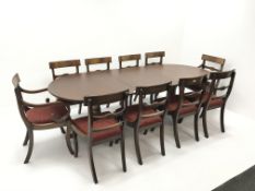 Regency Style mahogany twin pedestal dining table,