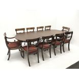 Regency Style mahogany twin pedestal dining table,
