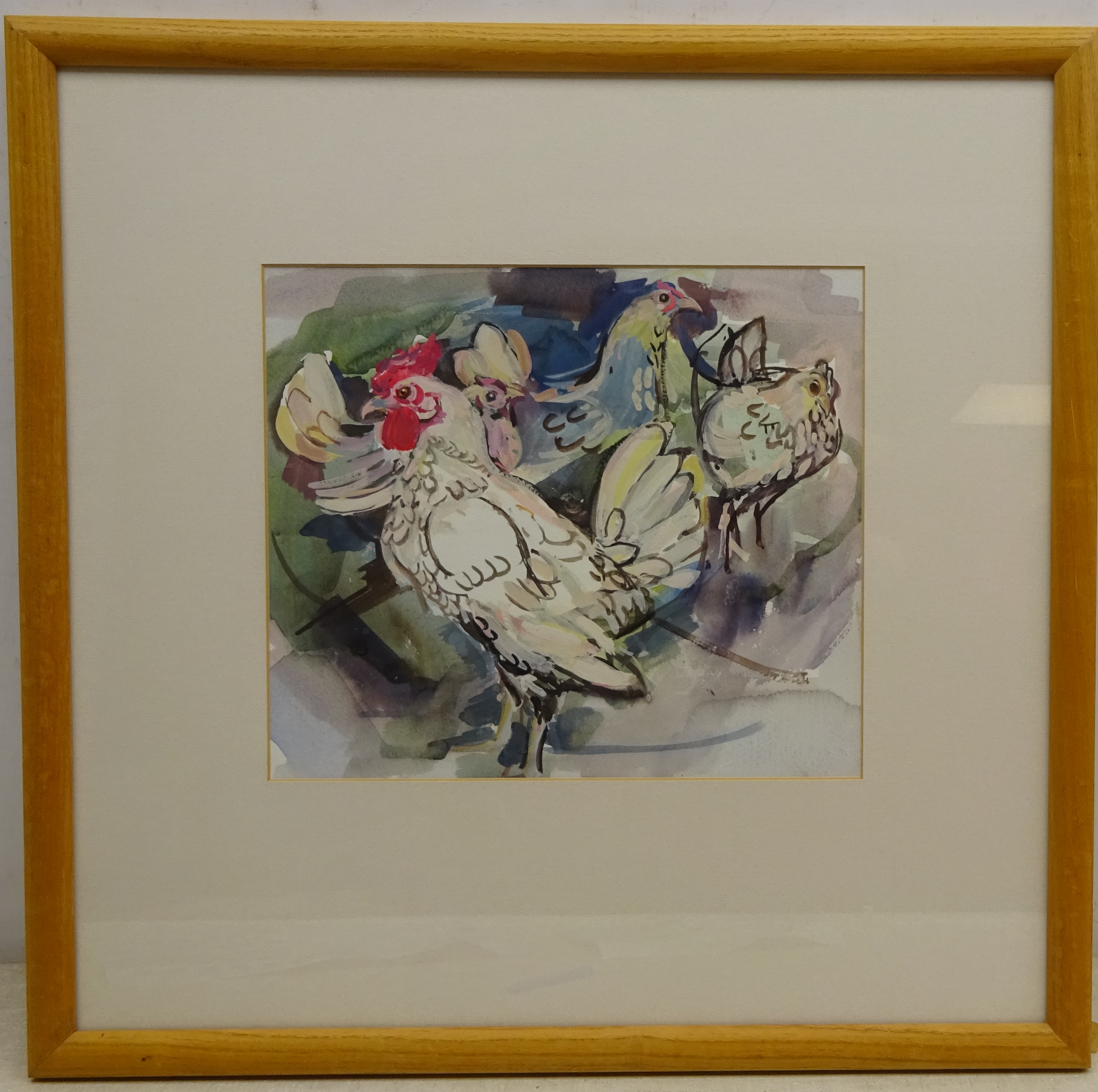 Andrea Bailey (British Contemporary): Study of Hens, gouache unsigned, - Image 2 of 2