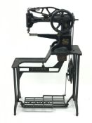 Singer patcher treadle sewing machine, cast iron base, W71cm, H112cm,