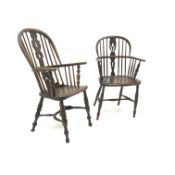 19th century ash and elm high back Windsor chair,