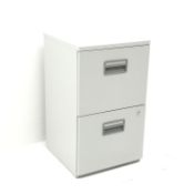 Small two drawer metal filing cabinet with keys, H64cm, W39cm,