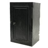 19th century cast iron safe, single door enclosing two shelves and a single drawer, W51cm, H81cm,