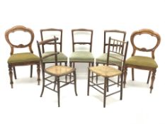 Pair Victorian mahogany framed dining chairs, upholstered seat,