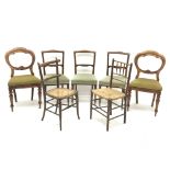 Pair Victorian mahogany framed dining chairs, upholstered seat,