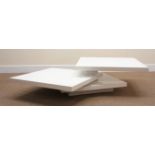 White gloss three tier revolving coffee table, W70cm, H31cm,