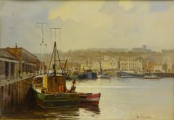 Don Micklethwaite (British 1936-): Scarborough Fishing Boats Moored,