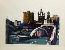 Norman Wade (British 20th century): 'Swing Bridge', limited edition colour screenprint No.