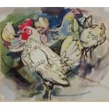 Andrea Bailey (British Contemporary): Study of Hens, gouache unsigned,
