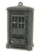 Small two-door cast iron log burning stove, W45cm, H80cm D30cm,