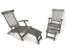 Pair folding steamer garden armchairs, W61cm Condition Report <a href='//www.