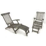 Pair folding steamer garden armchairs, W61cm Condition Report <a href='//www.