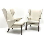 Pair mid 20th century Parker Knoll wing back armchairs, tapering supports,