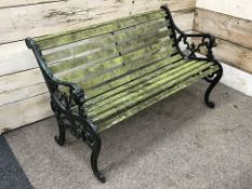 Two seat cast iron garden bench (W131cm) and pair cast iron bench ends Condition Report
