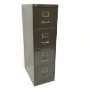 Mid century metal filing cabinet, four drawers, W40cm, H133cm,
