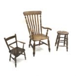 Victorian farmhouse slat back armchair,