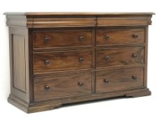 Victorian style mahogany chest, two frieze drawers above six drawers, shaped plinth base, W147cm,