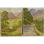 H Bettison (Pupil of Owen Bowen): Borrowdale Lake District, pair oils on canvas signed,