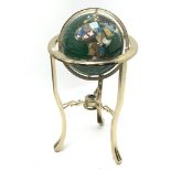 Large Gemstone floor standing globe, on gilt metal stand with compass stretcher,