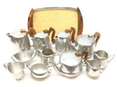 Collection of Picquot ware tea ware comprising two teapots, three coffee/ hot water pots, four jugs,