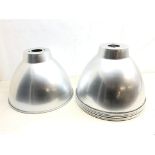 Six industrial aluminium domed light shades,