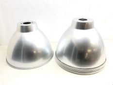 Six industrial aluminium domed light shades,