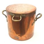 Jones Bros copper and brass handled stockpot and cover,