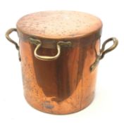 Jones Bros copper and brass handled stockpot and cover,