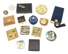 Collection of vintage powder compacts: 1930s Colliandum Solide compact, Art Deco Gwenda compact,