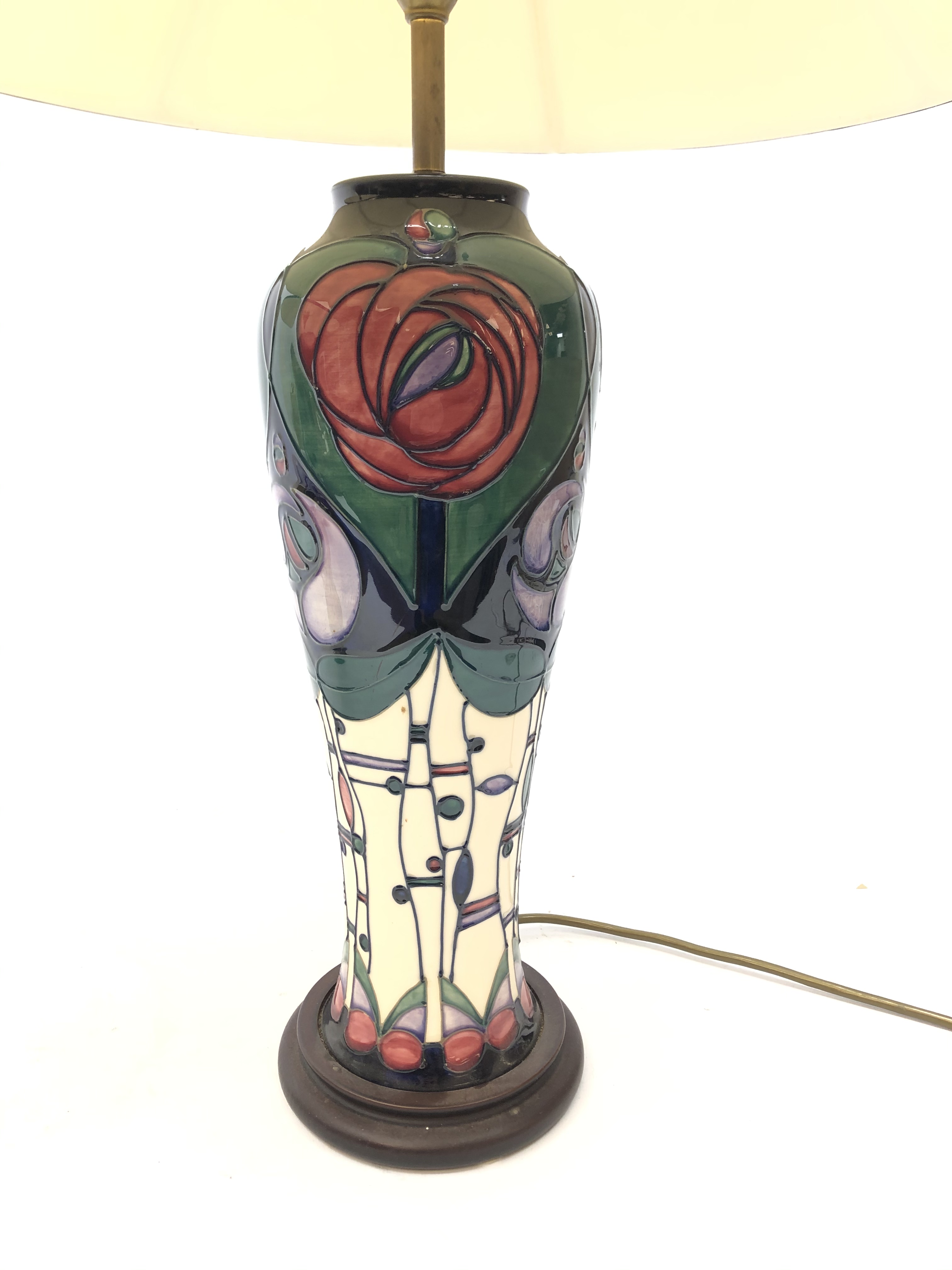 Pair Moorcroft Charles Rennie Macintosh tribute pottery table lamps, - Image 2 of 2