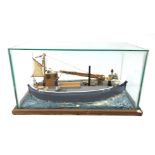 Waterline scratch built model of a Scarborough fishing boat SH106,