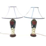 Pair Moorcroft Charles Rennie Macintosh tribute pottery table lamps,