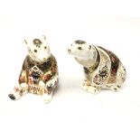 Two Royal Crown Derby paperweights: Old Imari Honey Bear & Old Imari Polar Bear,