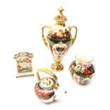 Royal Crown Derby Imari ceramics comprising urn shaped vase and cover no.