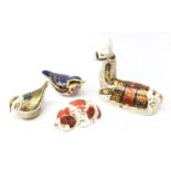 Four Royal Crown Derby paperweights comprising Llama,