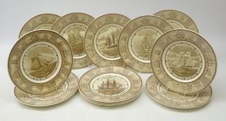 Set of twelve Wedgwood plates from 'The American Sailing Ship' series D27cm (12)
