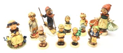 Ten Goebel Hummel figures comprising Mothers Darling 175, The Botanist 351, Doctor 127,