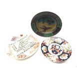 Japanese Meiji period charger hand-painted with a Dragon flying above crashing waves, D36cm,