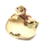 Royal Dux centrepiece bowl modelled as a seated maiden with shell form bowl,