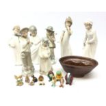 Seven Spanish figures of children by Nao, Zaphir and Sango, tallest 29cm, quantity of Wade Whimsies,