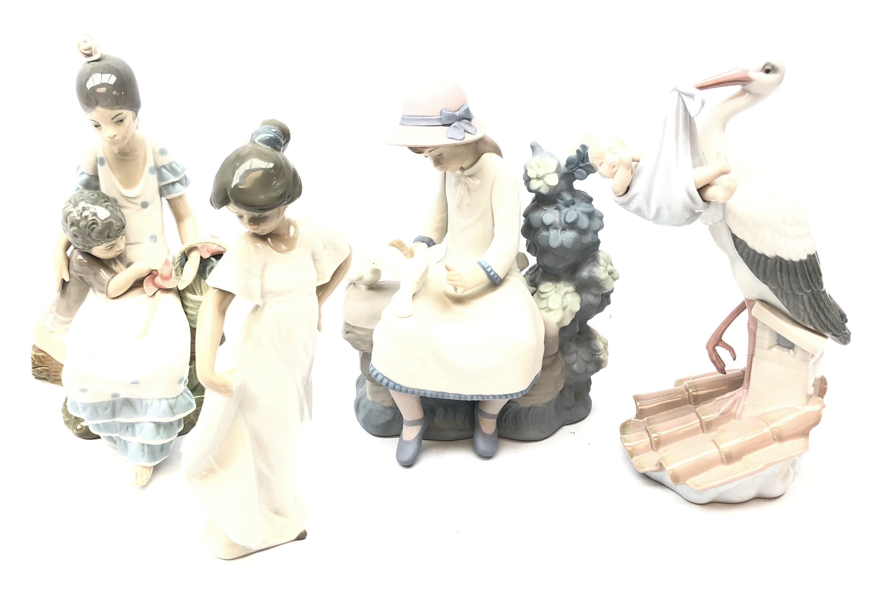 Two Lladro figures and two Nao comprising 'Special Gift' 6228 and Mother & Son etc (4)