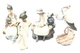 Two Lladro figures and two Nao comprising 'Special Gift' 6228 and Mother & Son etc (4)