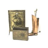 Novelty copper and brass stick/ implement stand in the form of a Military Boot marked 'Lombard