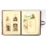 Victorian tooled leather bound musical photograph album,