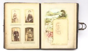 Victorian tooled leather bound musical photograph album,